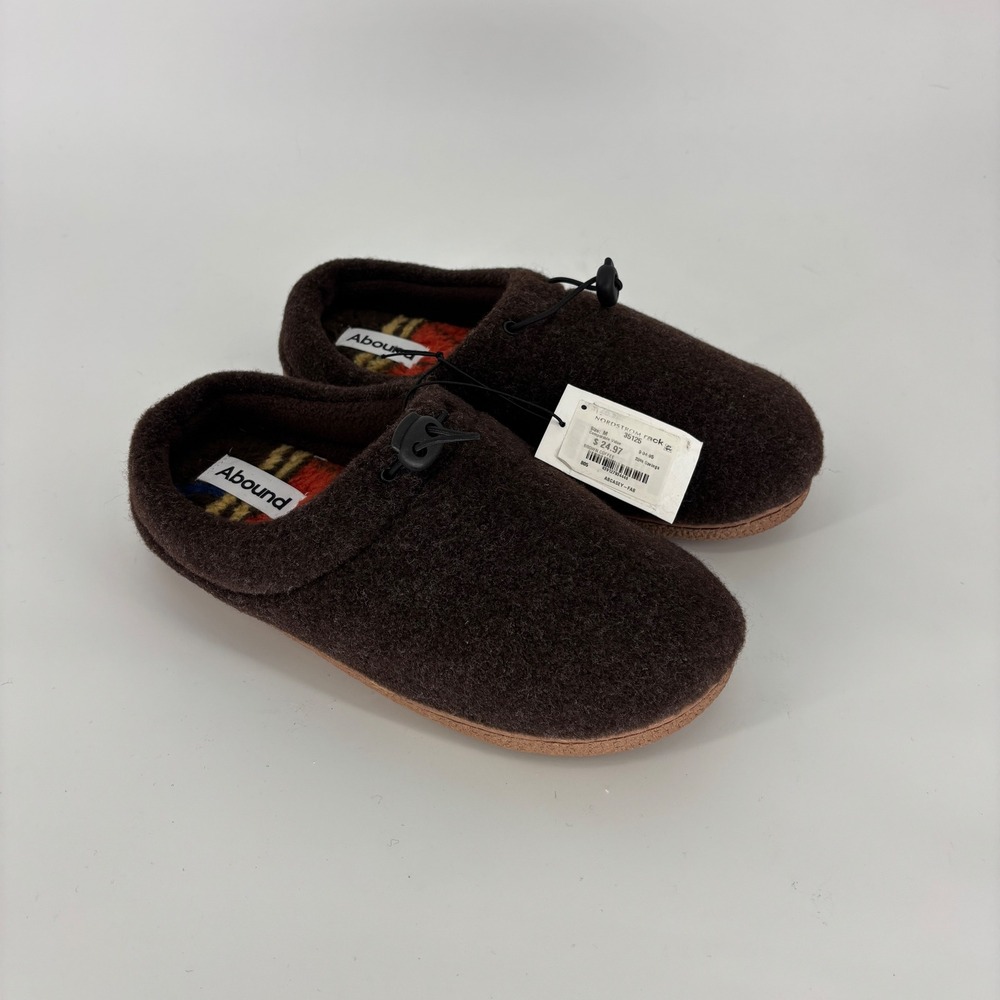 New Abound Casey Faux Fur Lined Clog Slipper Coffee Brown Men Size Medium 9-10